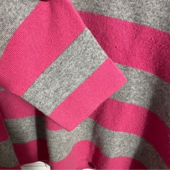 Lord & Taylor 2-ply cashmere collared v-neck top, pink/gray, no size tag - Picture 3 of 9